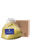Bag of chicken bouillon with a cardboard box on a white background