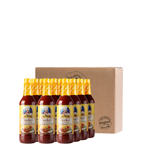 Set of bottles with yellow labels and a cardboard box on a white background